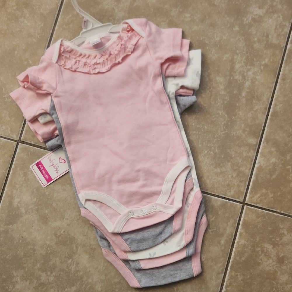 Lovely Littles Pink and Gray Bodysuit Set